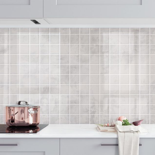 Kitchen splashback tiles Mosaic Concrete Tiles - Light Grey