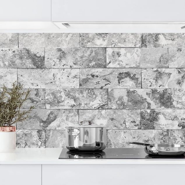 Kitchen splashback patterns Stone Wall Natural Marble Grey