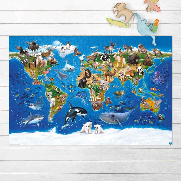 Balcony rugs Animal Club International - World Map With Animals