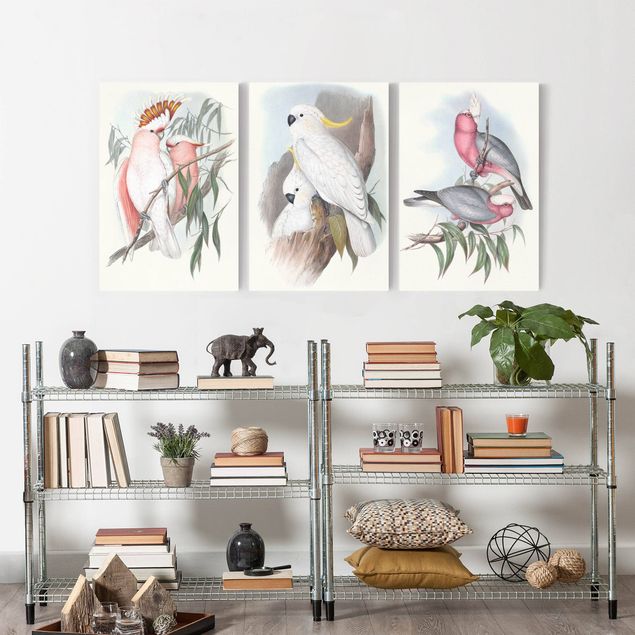 Print on canvas - Pastel Parrots Set I