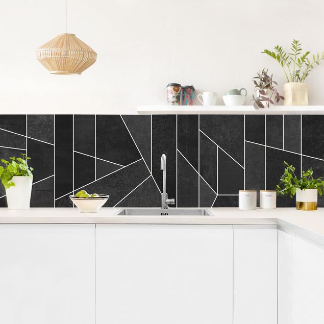 Kitchen splashback abstract Black And White Geometric Watercolour