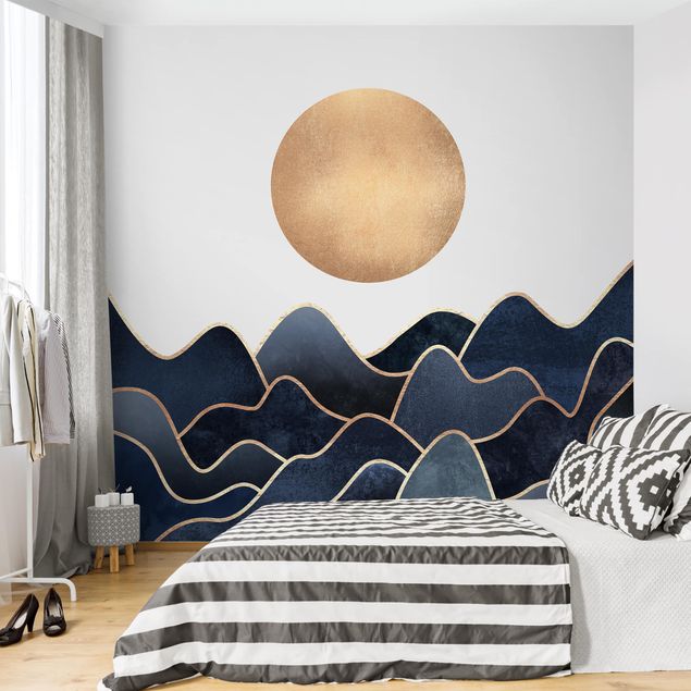 Wallpaper - Golden Sun Blue Waves