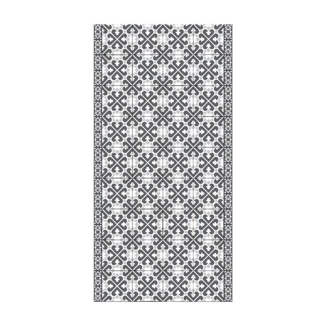 modern area rugs Geometrical Tile Mix Hearts Grey