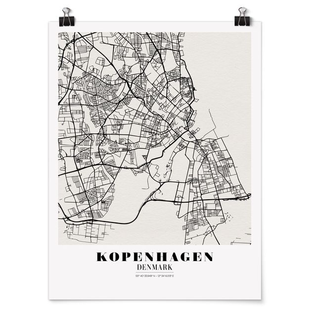 Poster city, country & world maps - Copenhagen City Map - Classic