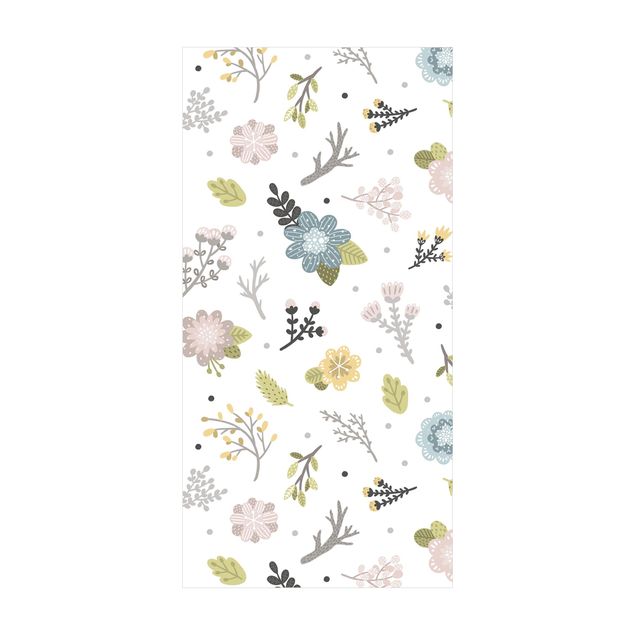 Flower Rugs Scandinavian Branches And Flowers