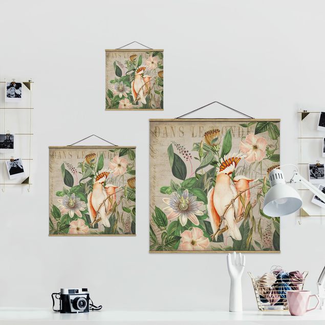 Fabric print with poster hangers - Colonial Style Collage - Galah
