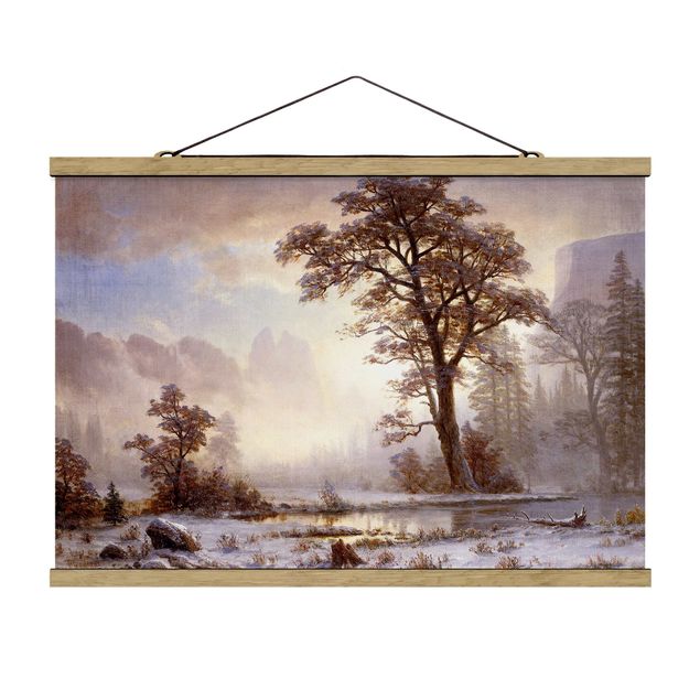 Fabric print with poster hangers - Albert Bierstadt - Valley of the Yosemite, Snow Fall