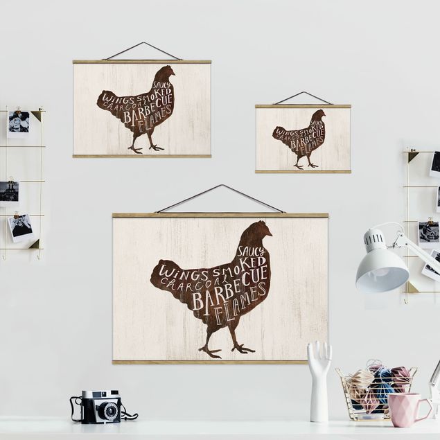 Fabric print with poster hangers - Farm BBQ - Chicken