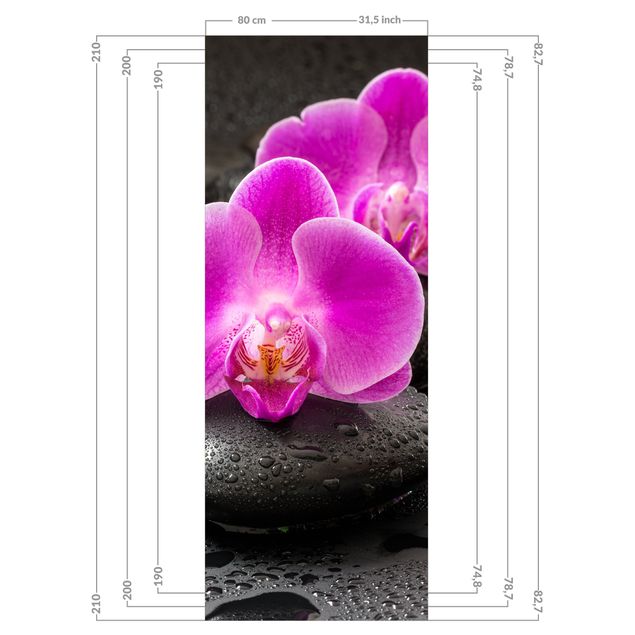 Shower wall cladding - Pink Orchid Flower On Stones With Drops