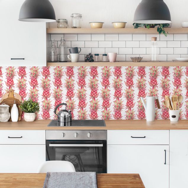 Kitchen wall cladding - Tropical Pineapple Stripes