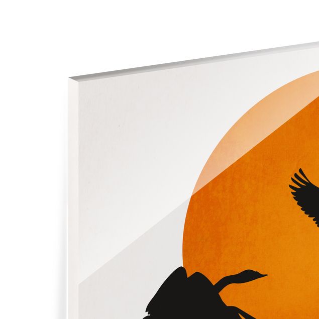 Glass Splashback - Birds In Front Of Red Sun - Landscape format 4:3