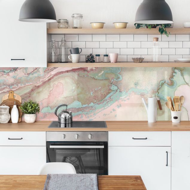 Kitchen wall cladding - Colour Experiments Marble Light Pink And Turquoise