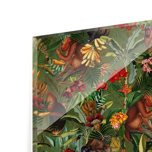 Splashback - Tropical Flowers With Monkeys