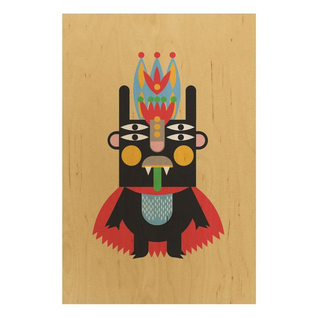 Print on wood - Collage Ethno Monster - King