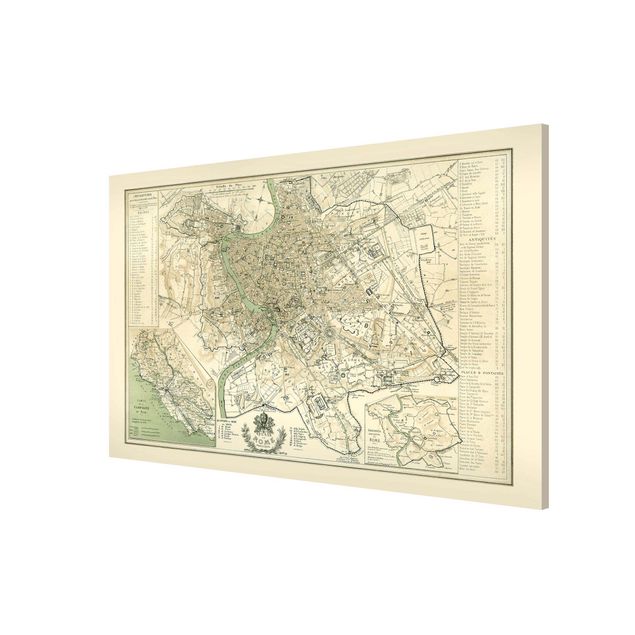 Magnetic memo board - Vintage Map Rome Antique