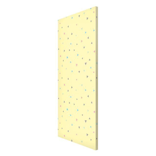 Magnetic memo board - Colourful Drawn Pastel Triangles On Yellow