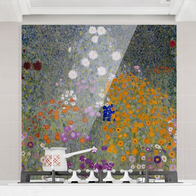 Glass splashback flower Gustav Klimt - Cottage Garden