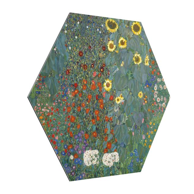 Alu-Dibond hexagon - Gustav Klimt - Garden Sunflowers