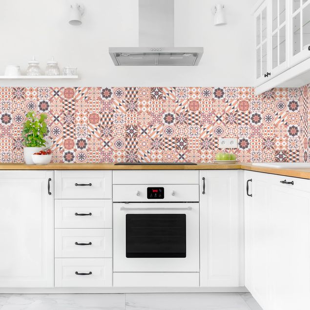 Kitchen splashback tiles Geometrical Tile Mix Orange