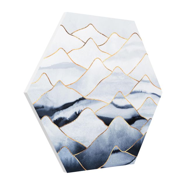 Forex hexagon - Watercolour Mountains White Gold