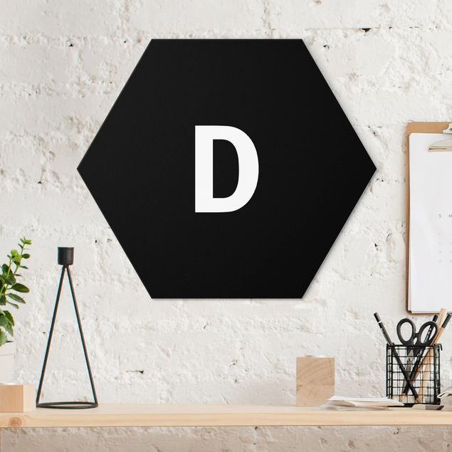 Alu-Dibond hexagon - Letter Black D
