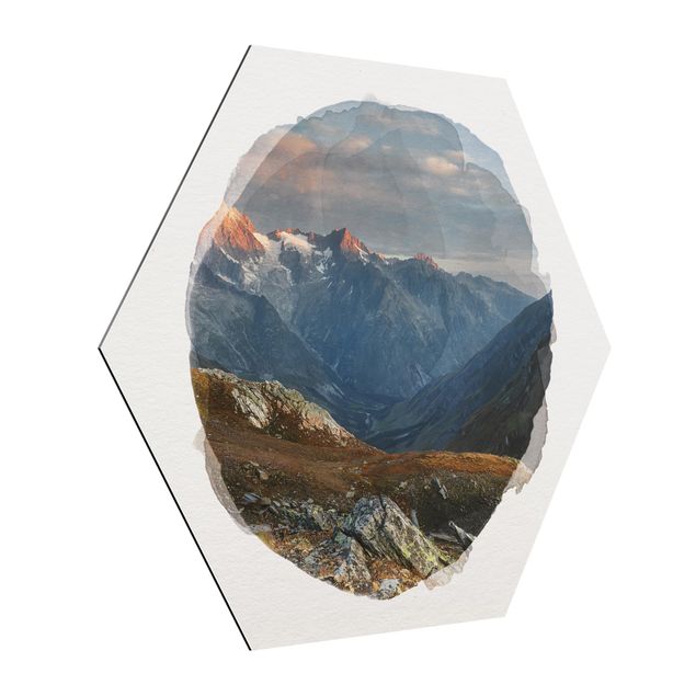 Alu-Dibond hexagon - WaterColours - Col De Fenêtre Switzerland