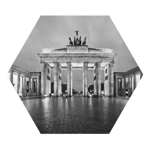 Alu-Dibond hexagon - Illuminated Brandenburg Gate II