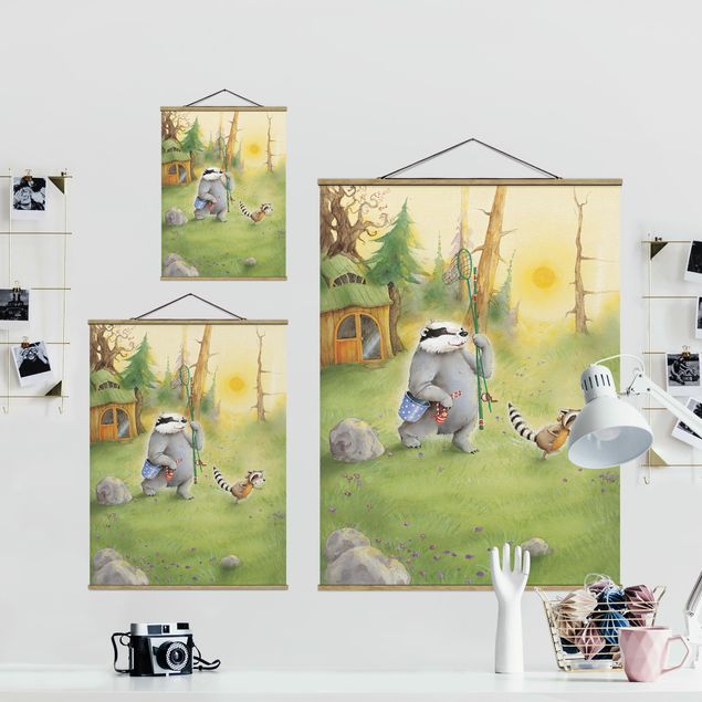 Fabric print with poster hangers - Vasily and Sibelius Go Fishing