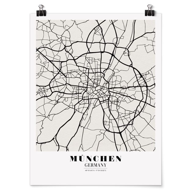 Poster city, country & world maps - Munich City Map - Classic