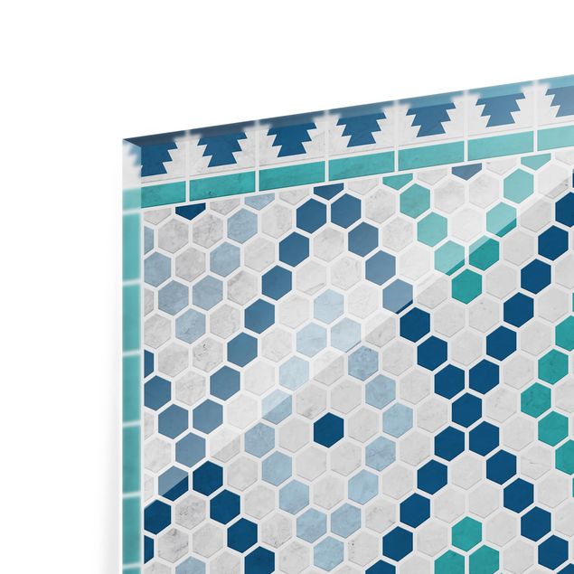 Splashback - Moroccan Tile Pattern Turquoise Blue