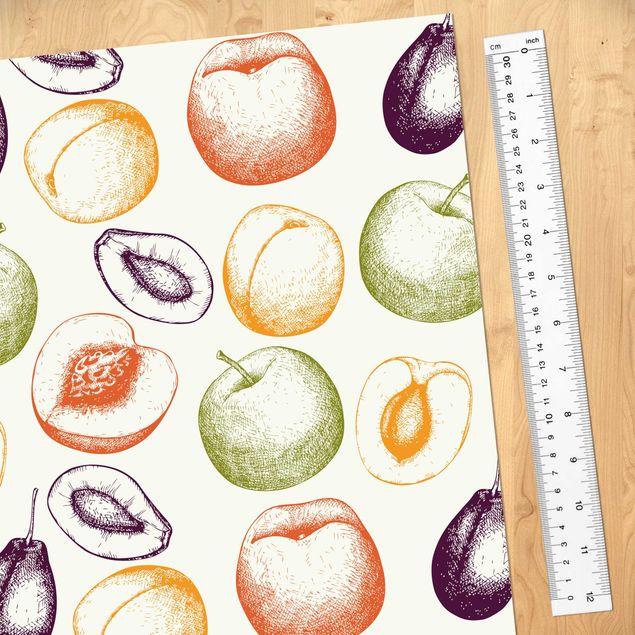 Adhesive film - Hand Drawn Fruit Kitchen Pattern