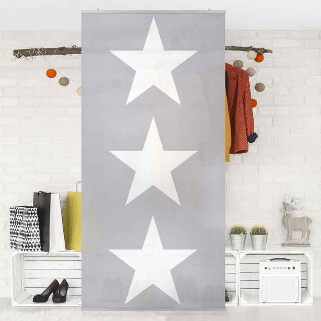 Room divider - Large white stars on grey