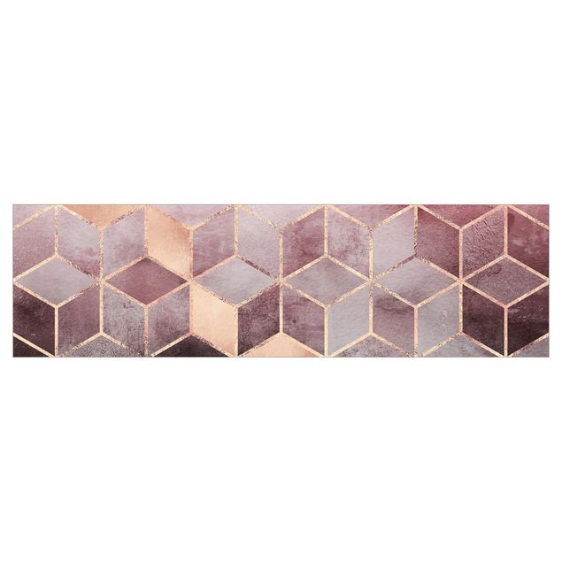 Kitchen wall cladding - Pink Grey Golden Geometry