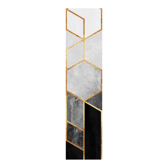 Sliding panel curtain - Golden Hexagons Black And White