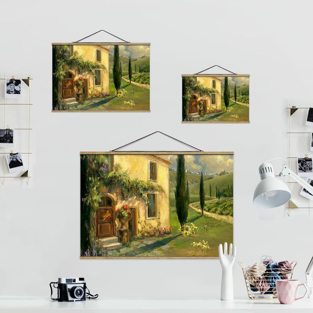 Fabric print with poster hangers - Italian Countryside - Cypress