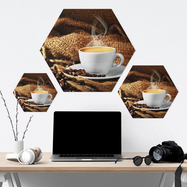 Alu-Dibond hexagon - Morning Coffee