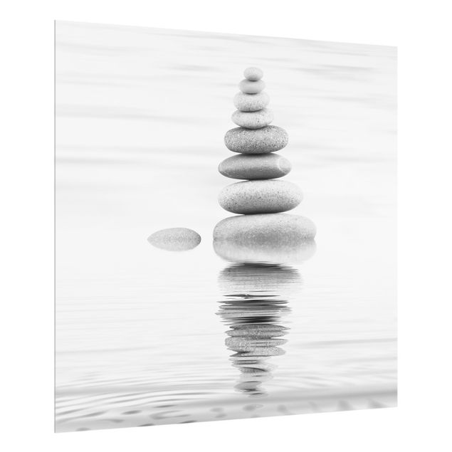 Glass splashback Stone Tower In The Water Black And White