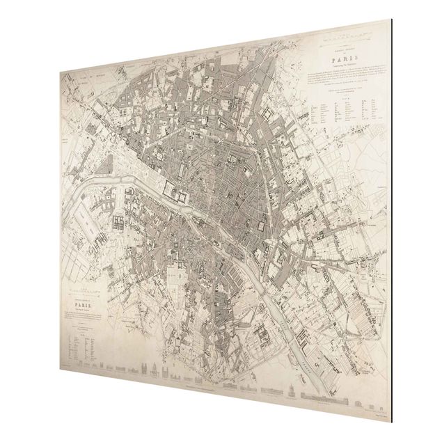 Print on aluminium - Vintage Map Paris
