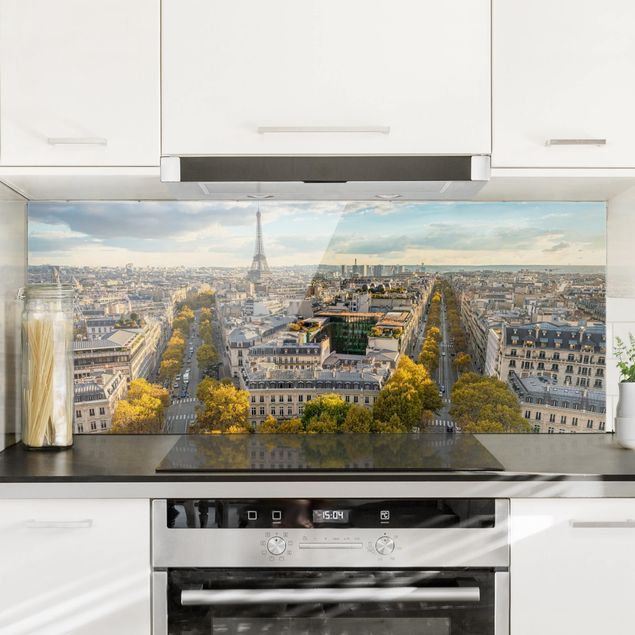 Glass splashback architecture and skylines Nice day in Paris