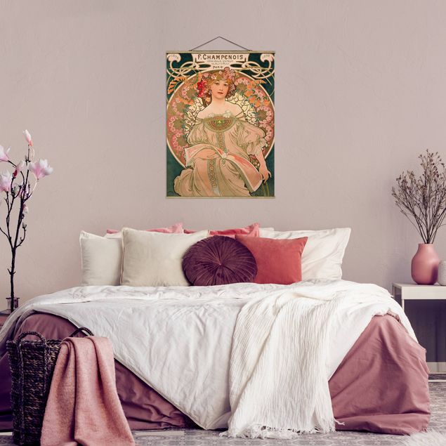 Fabric print with poster hangers - Alfons Mucha - Poster For F. Champenois