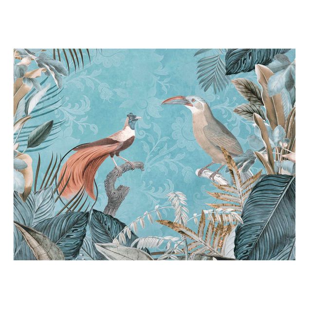 Glass splashback Vintage Collage - Birds Of Paradise