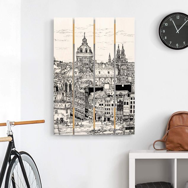 Print on wood - City Study - Old Town