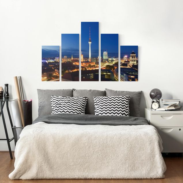 Print on canvas 5 parts - TV Tower At Night