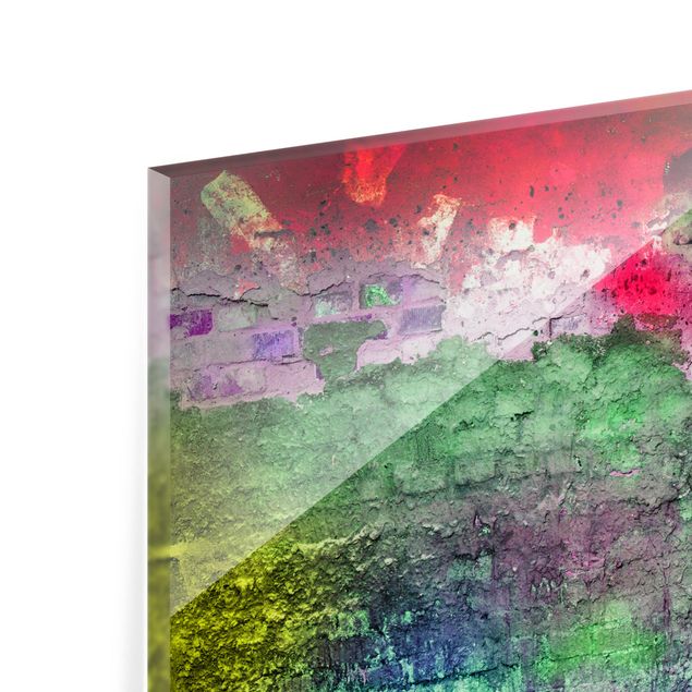 Splashback - Colourful Sprayed Old Brick Wall