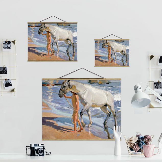 Fabric print with poster hangers - Joaquin Sorolla - The Horse’S Bath