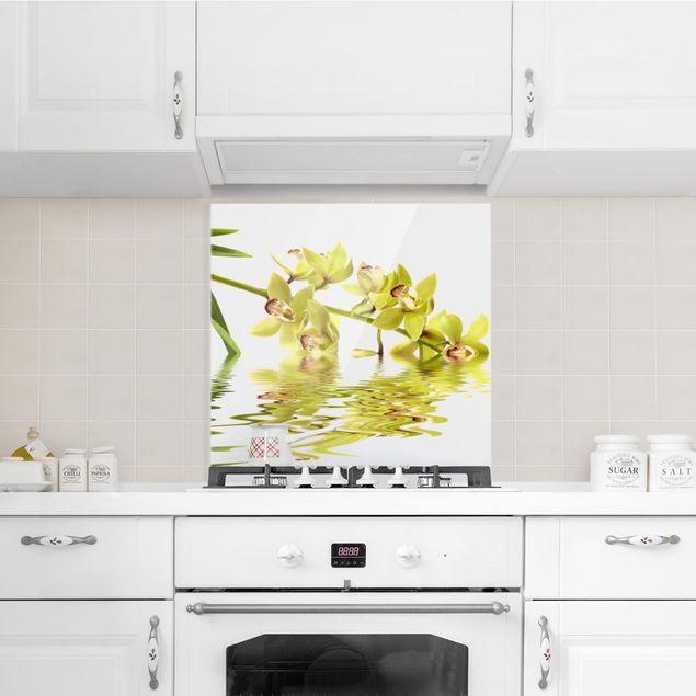 Glass splashback kitchen Elegant Orchid Waters