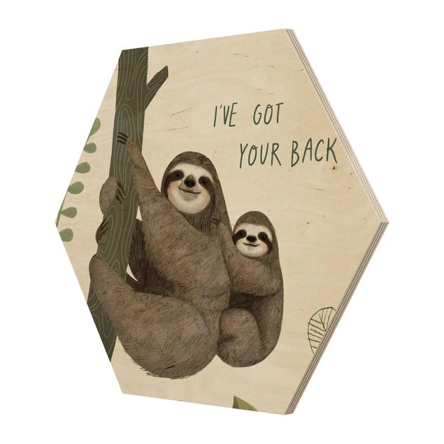Wooden hexagon - Sloth Sayings - Back
