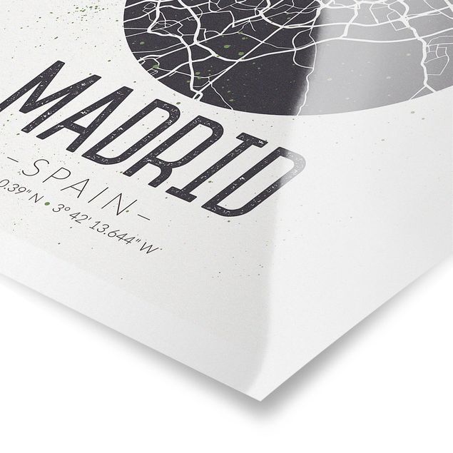 Poster city, country & world maps - Madrid City Map - Retro