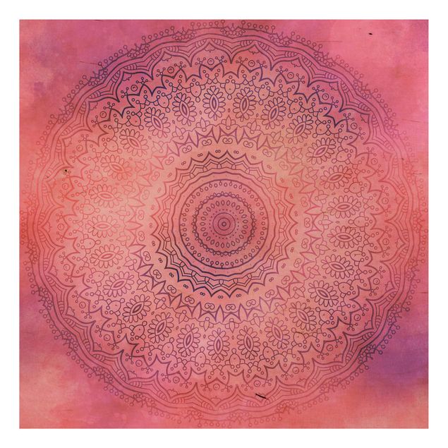 Print on wood - Watercolour Mandala Light Pink Violet