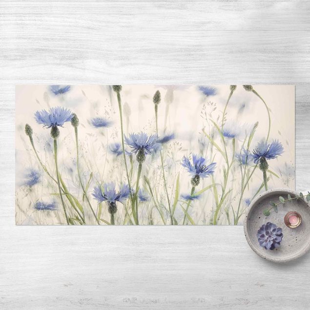 balcony mat Cornflowers And Grasses In A Field